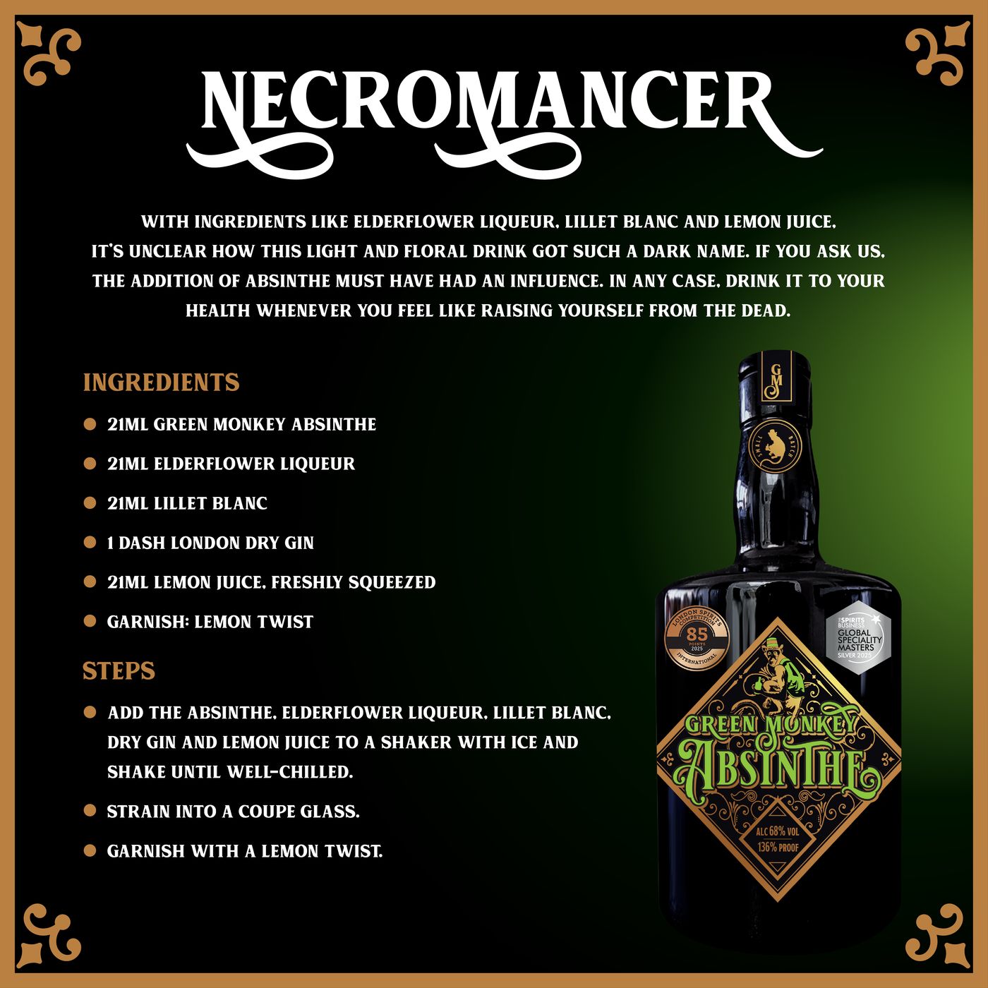 The Necromancer, a Green Monkey Absinthe cocktail recipe