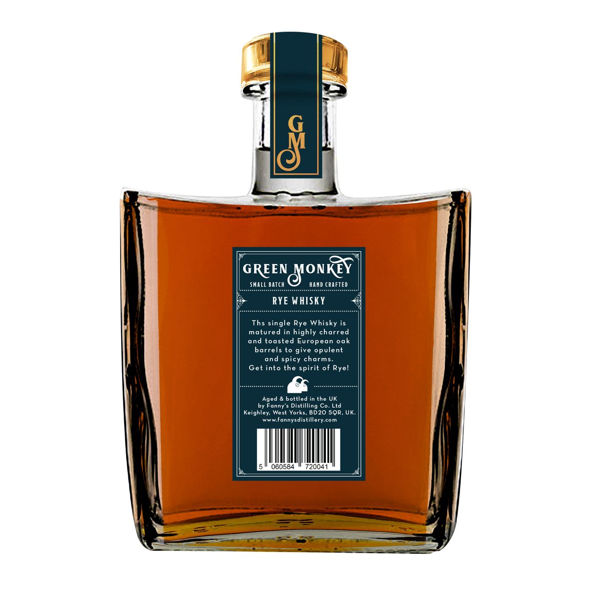 Green Monkey Rye Whisky back label