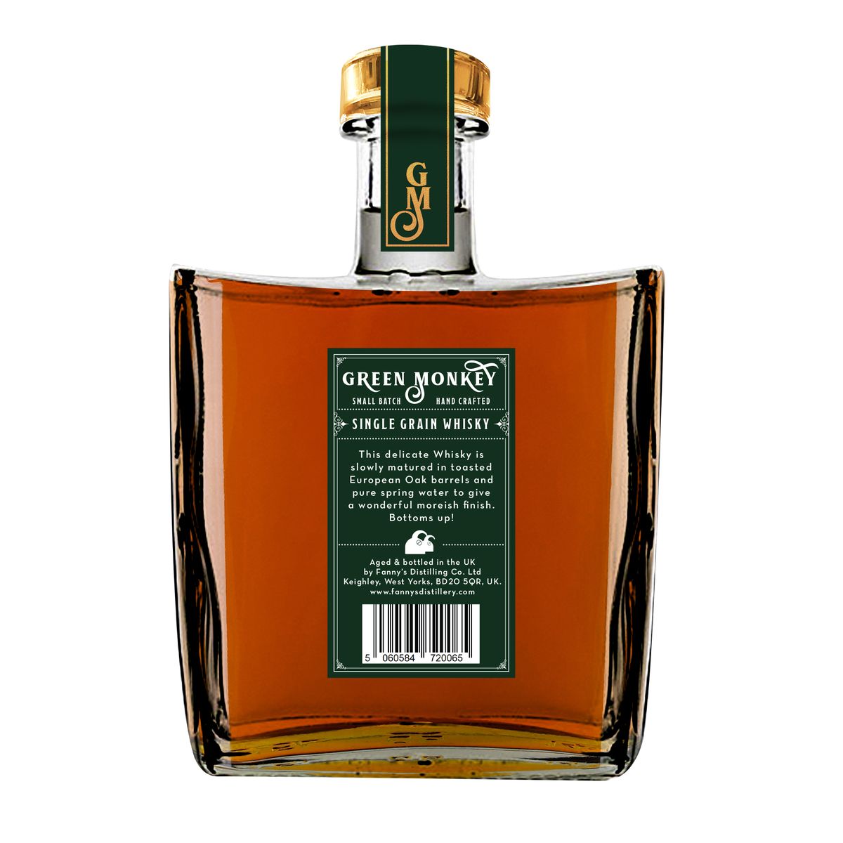 Green Monkey Single Grain Whisky back label