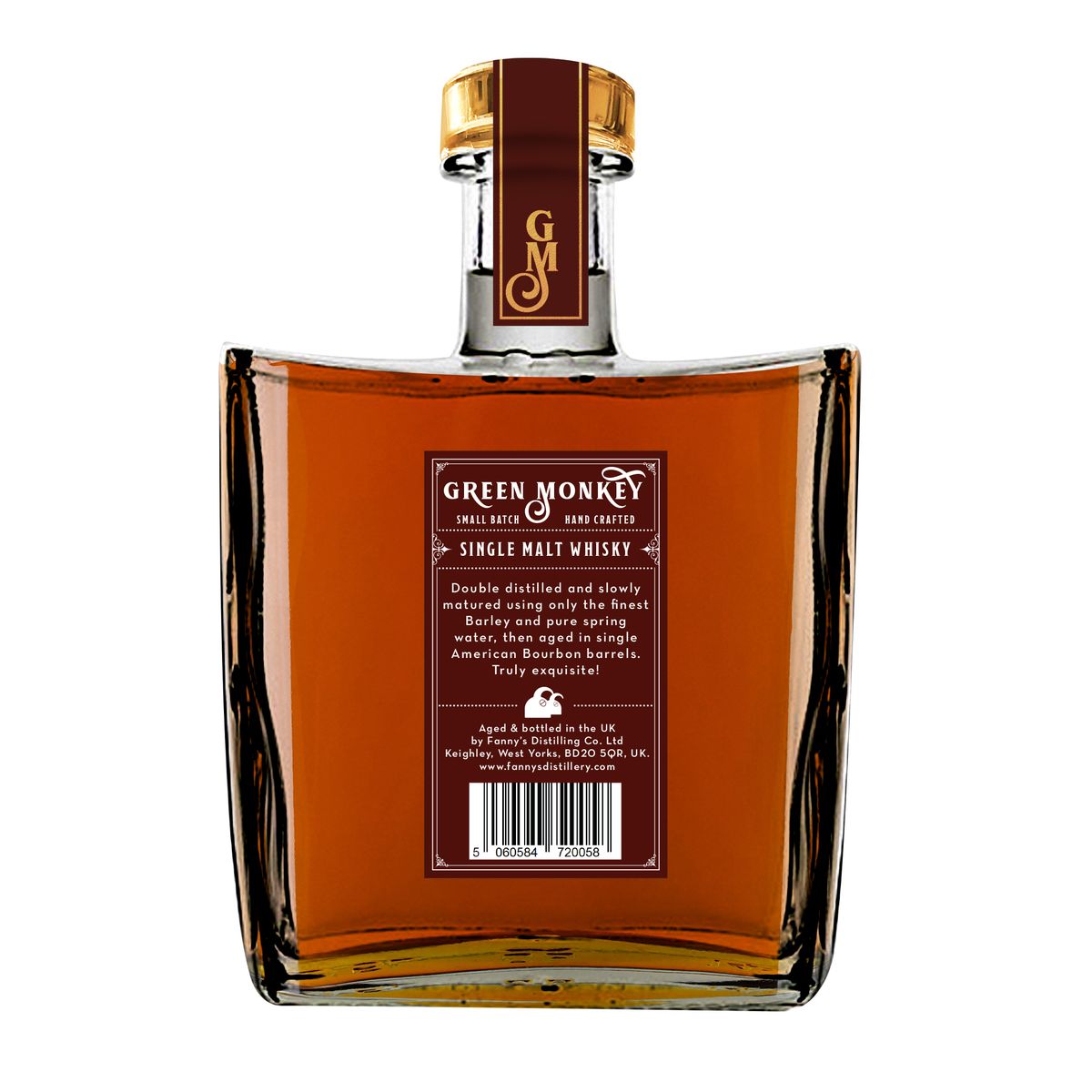 Green Monkey Single Malt Whisky back label