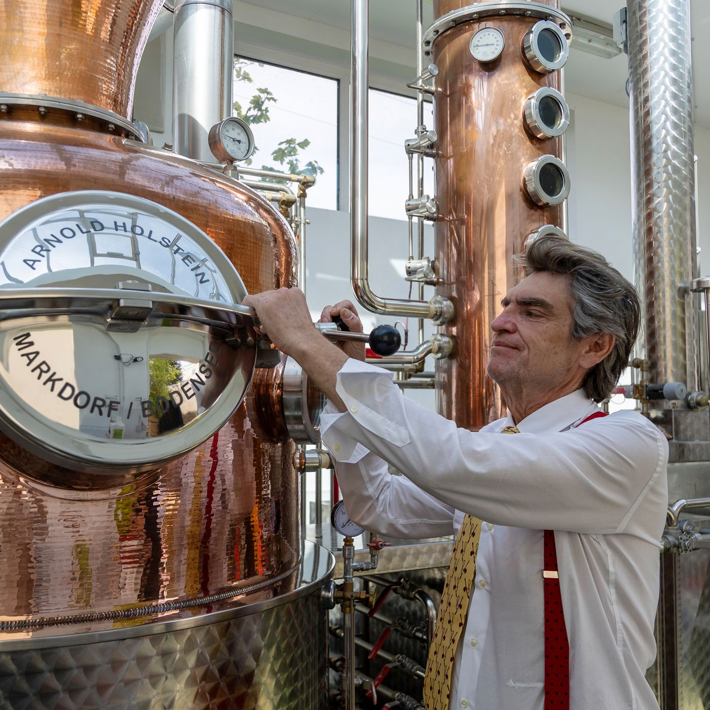 Marcus at work on the Arnold Holstein copper still